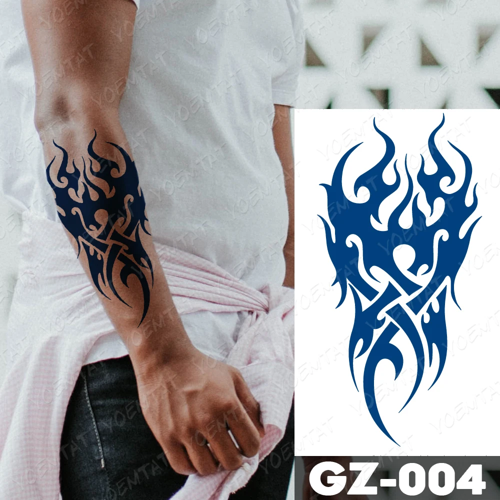 Blue Flame Tribal Temporary Tattoo