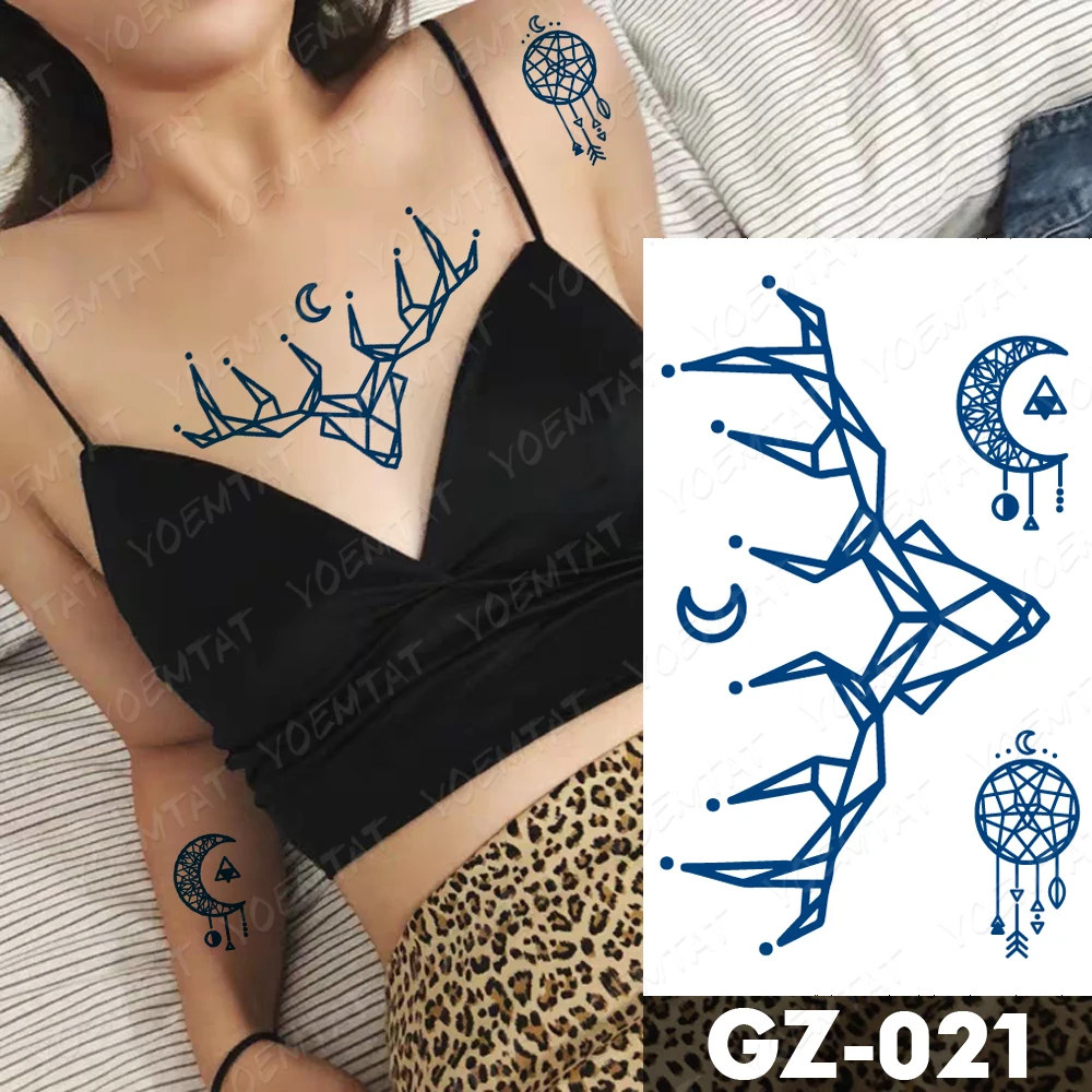 Stag and Moon Dreamcatcher Temporary Tattoo