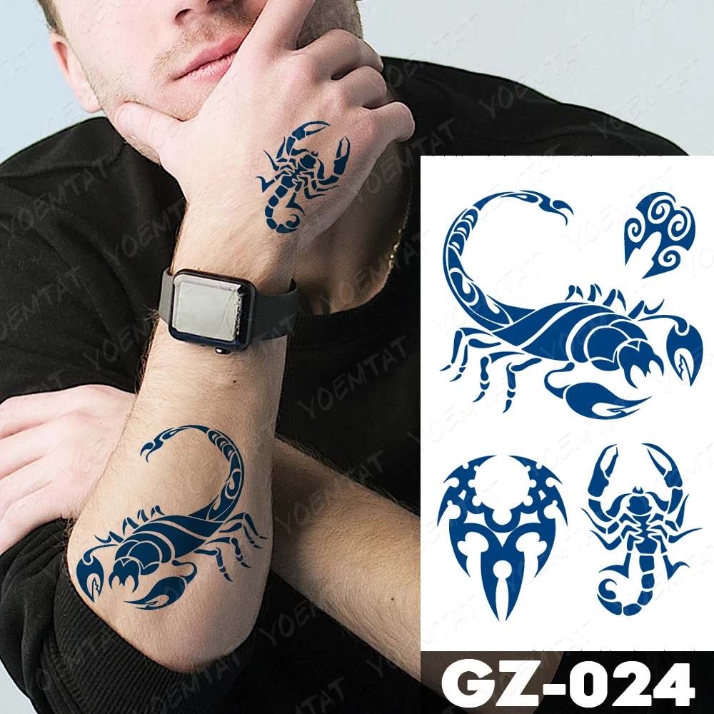 Blue Scorpion & Tribal Fusion Temporary Tattoo