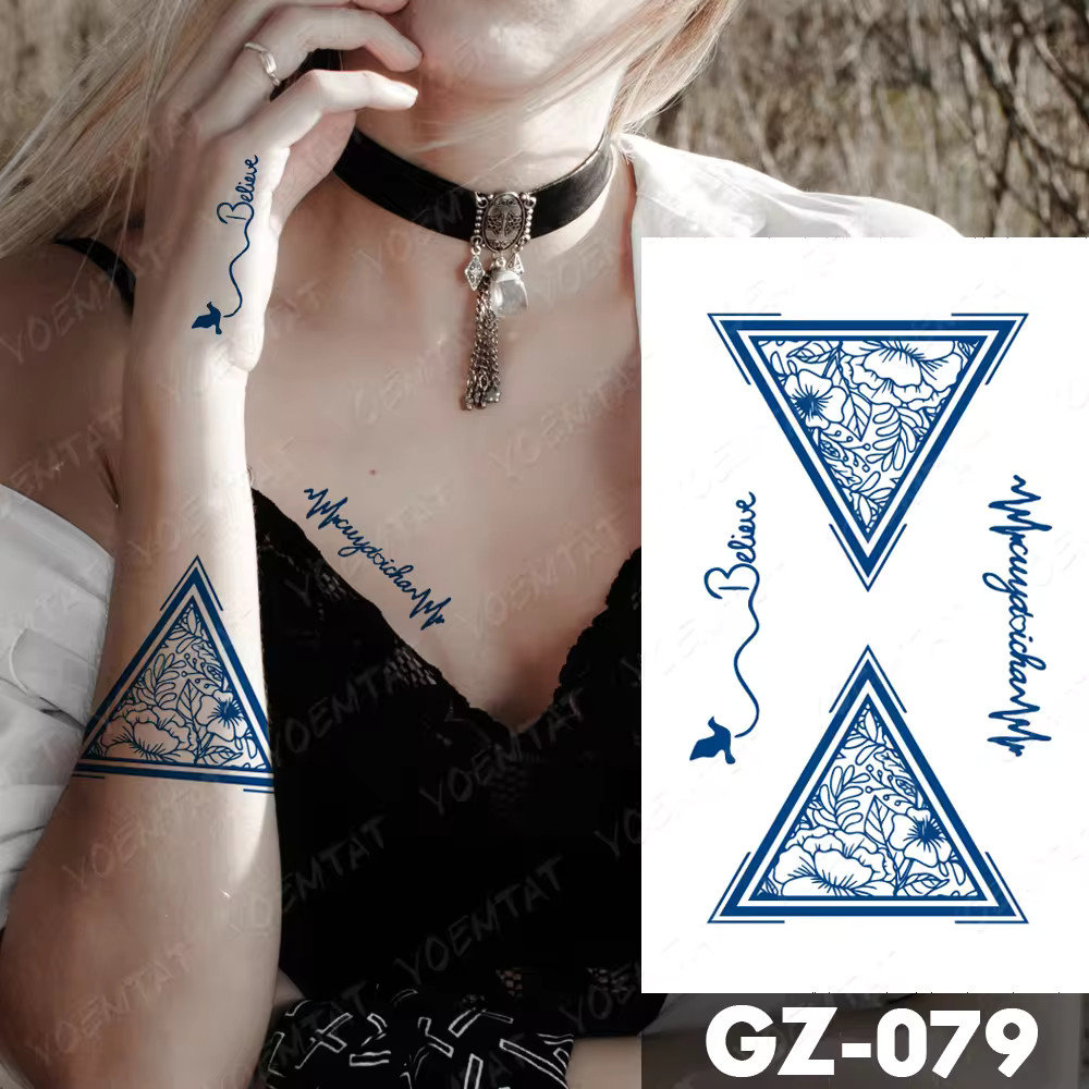 Mystic Triangle Floral Tattoo