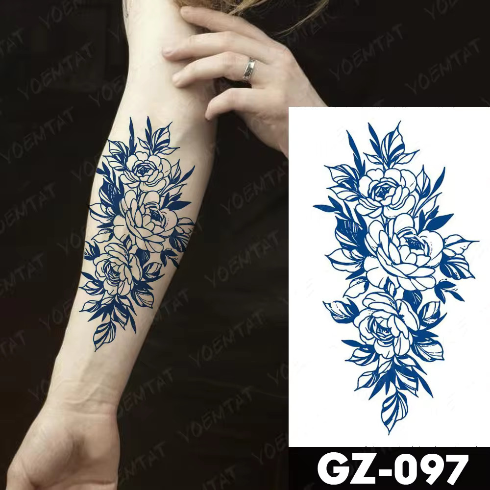 Blooming Blue Rose Temporary Tattoo