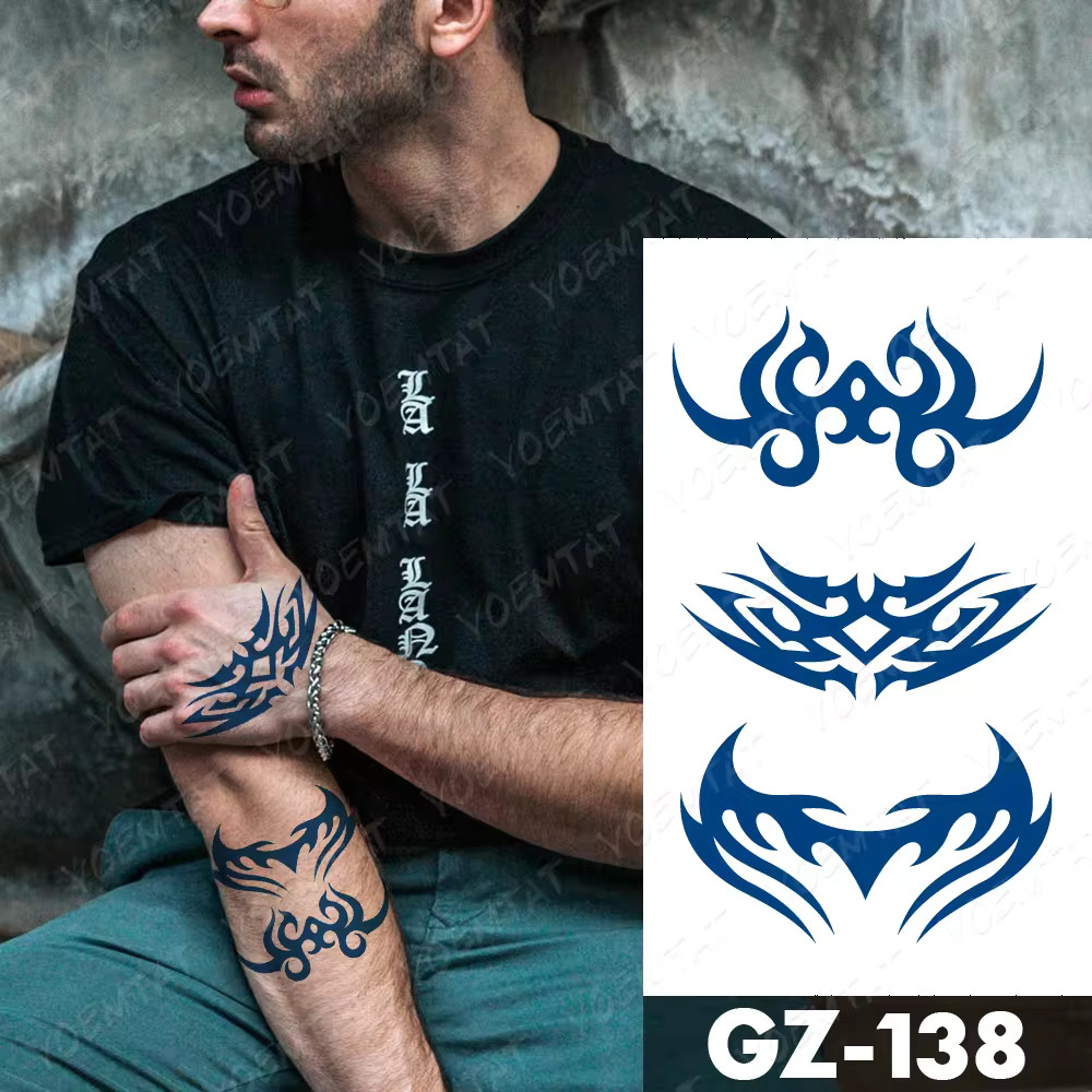 Blue Tribal Temporary Tattoo