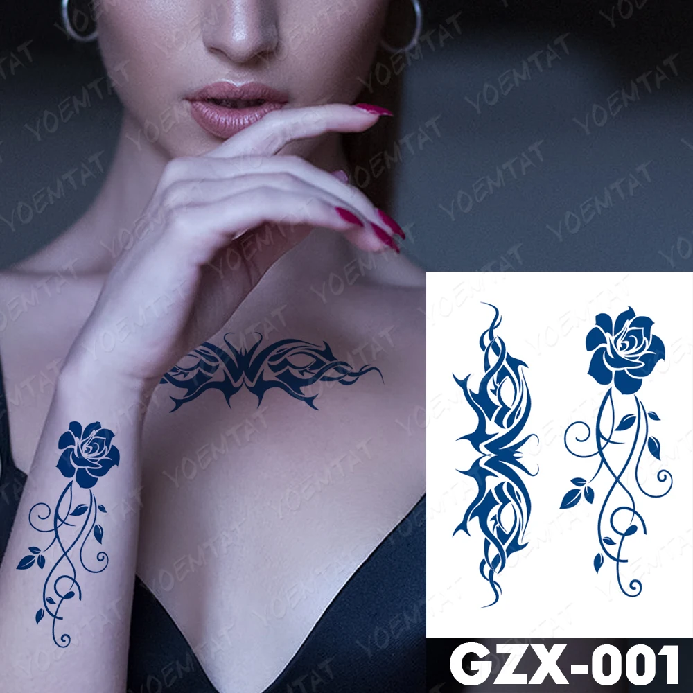Graceful Floral and Tribal Fusion Temporary Tattoo