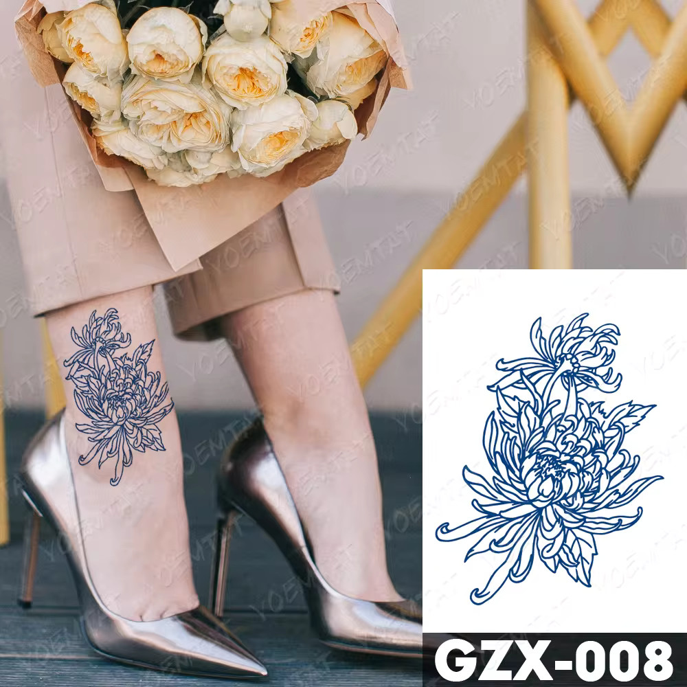 Chrysanthemum Bloom Temporary Tattoo
