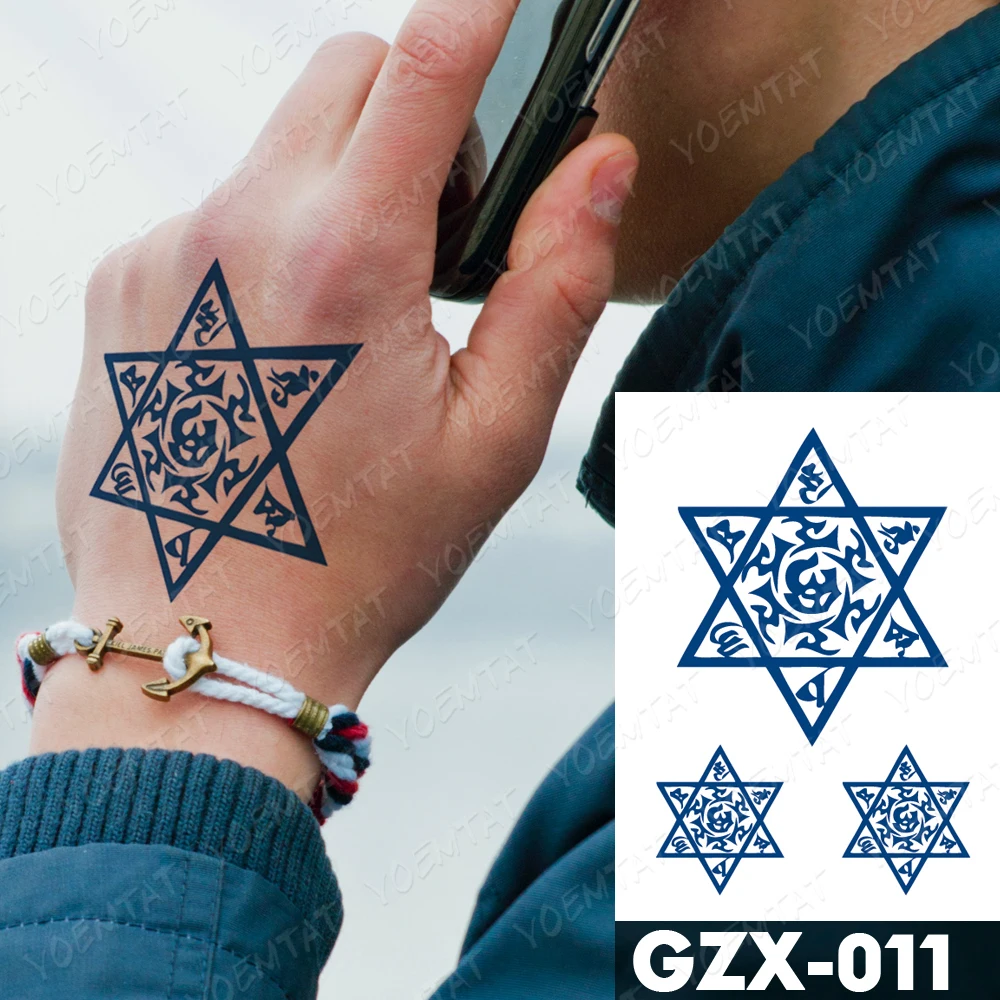 Geometric Blue Star Temporary Tattoo