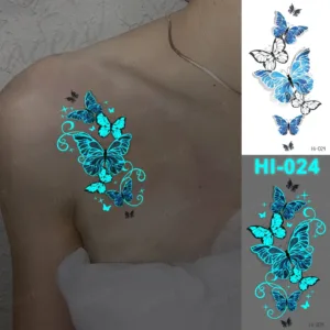 Butterfly Swirl Glow-In-The-Dark Temporary Tattoo