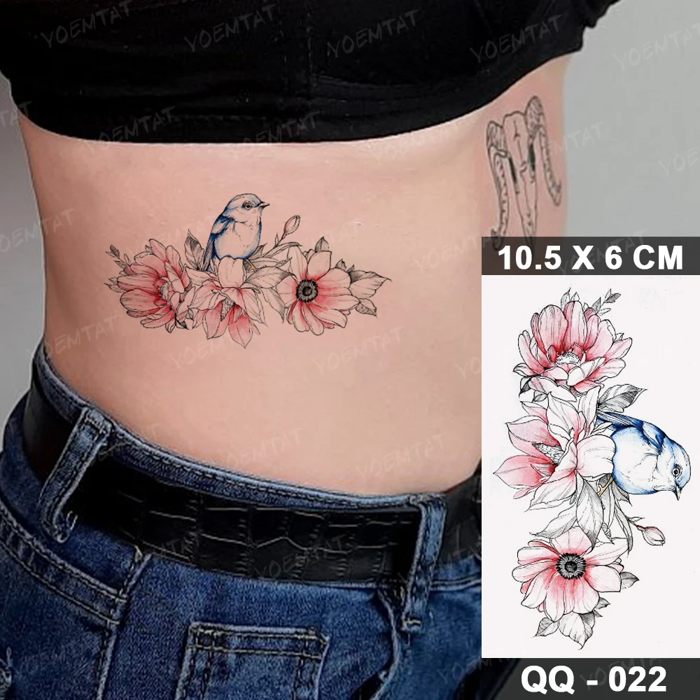 Charming Bird & Blossoms Temporary Tattoo