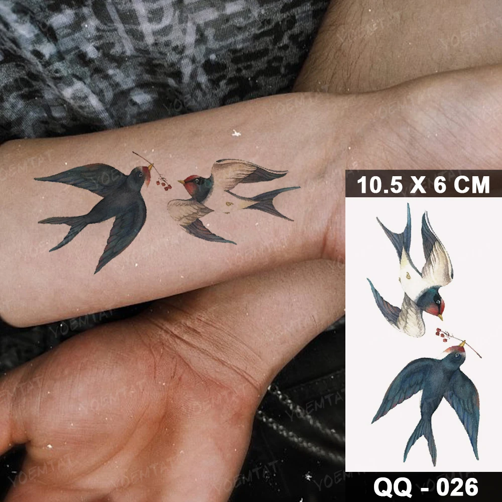 Serene Swallows Temporary Tattoo