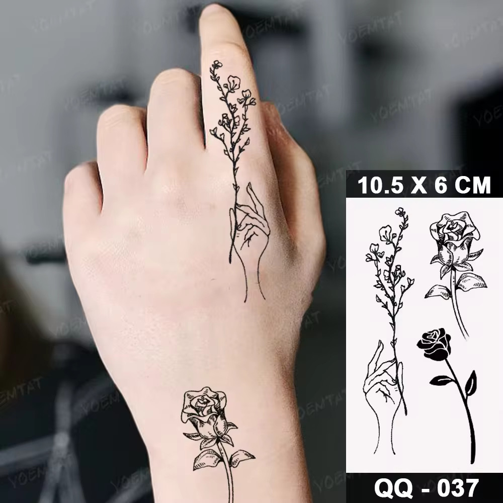 Delicate Finger Floral Temporary Tattoo