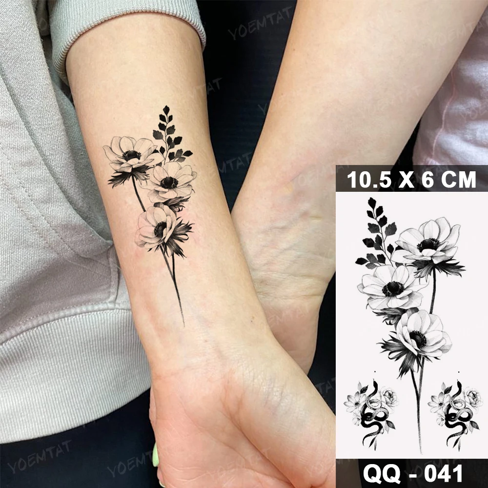 Elegant Anemone Cluster Temporary Tattoo