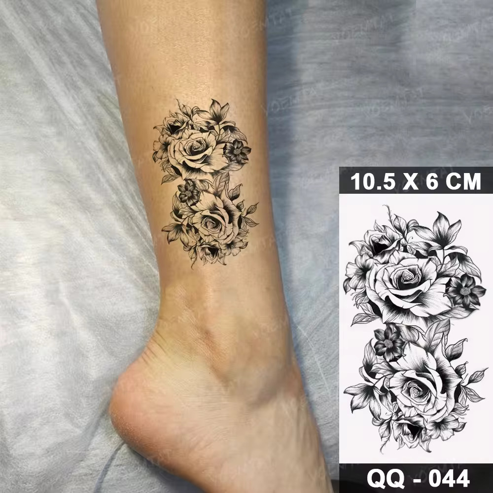 Classic Rose Cluster Temporary Tattoo