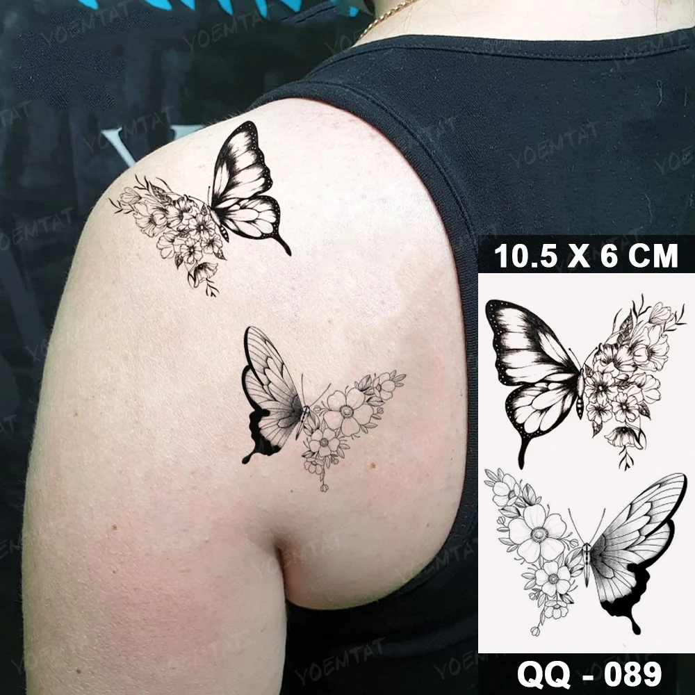 Floral Flight Butterfly Tattoo