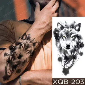 Ink Splash Wolf Temporary Tattoo