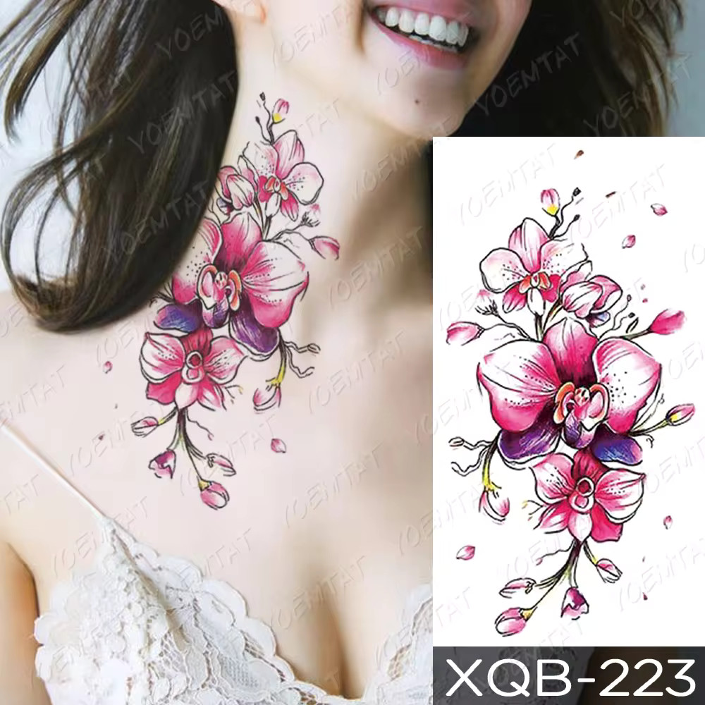 Watercolor Orchid Blossom Temporary Tattoo