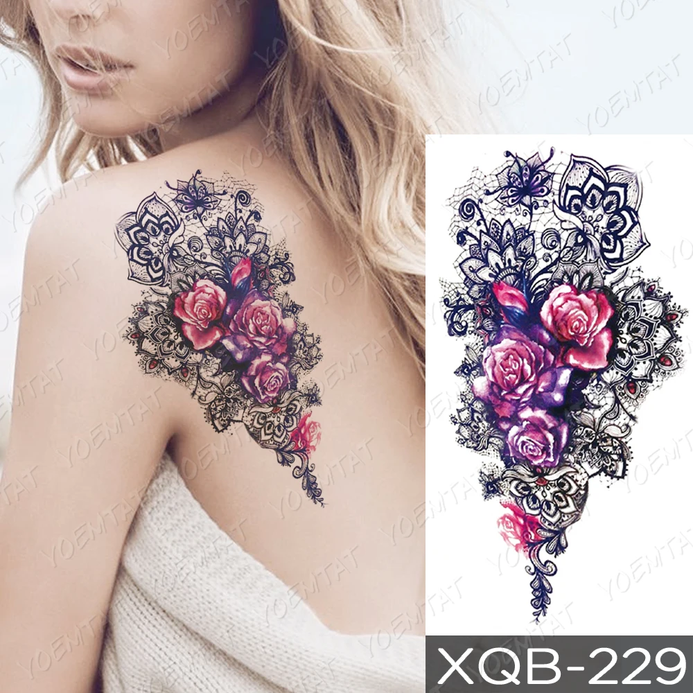 Lavish Lace & Rose Temporary Tattoo