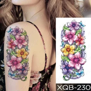 Colorful Floral Butterfly Bloom Temporary Tattoo