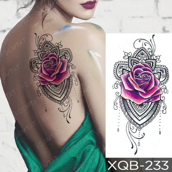 Enchanted Rose Mandala Temporary Tattoo on Skin