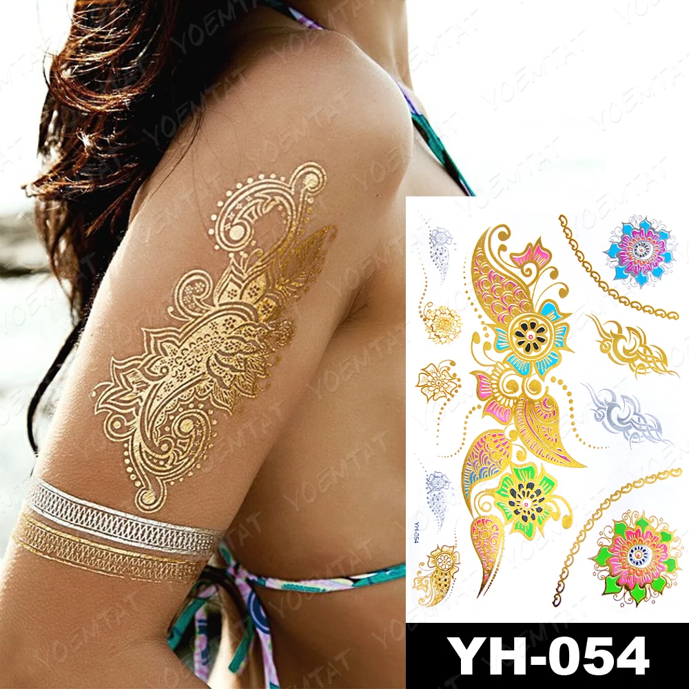 Golden Paisley Elegance Arm Tattoo