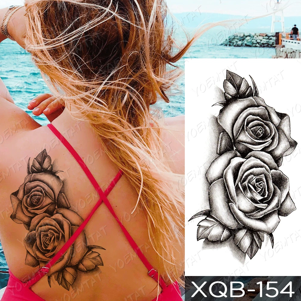 Classic Twin Roses Temporary Tattoo