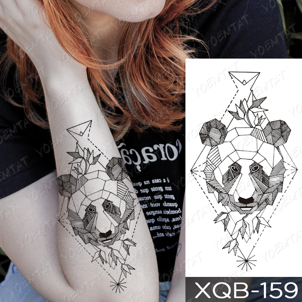 Abstract Panda Geometric Temporary Tattoo