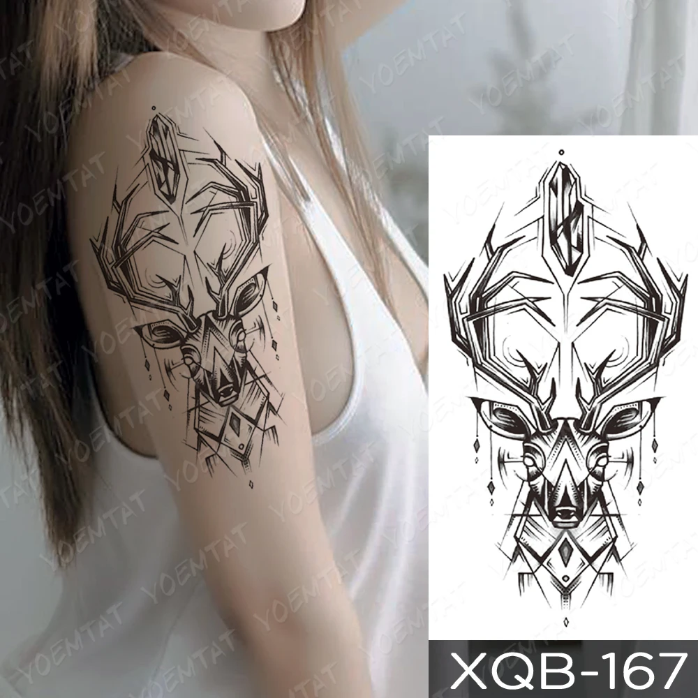 Stylized Geometric Deer Temporary Tattoo